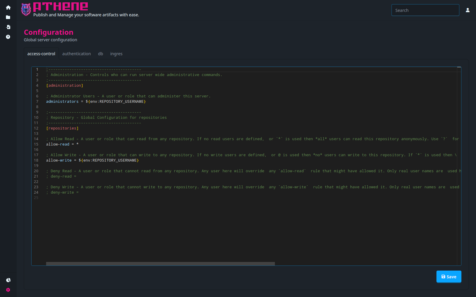 Configuration page