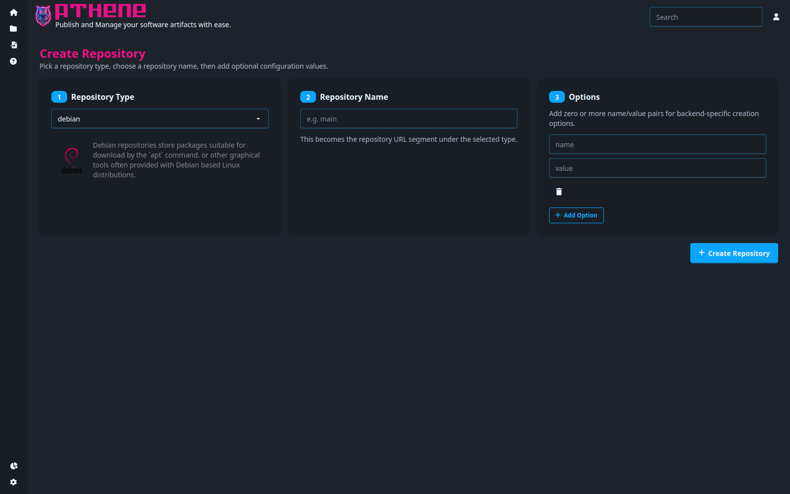 Create repository page