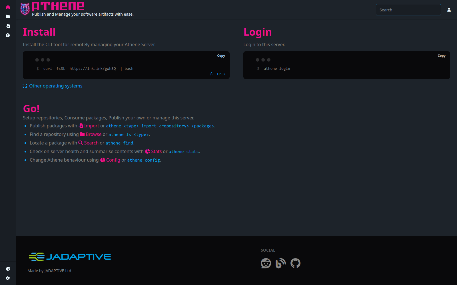 Athene home dashboard
